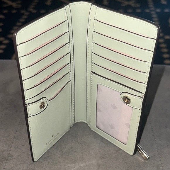 Kate Spade- Bailey Large Slim Bifold Wallet—COLOR: Sage Green - Picture 2 of 3